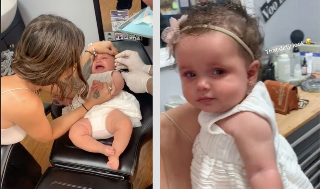 Mujer que perforó las orejas de su bebé es atacada en redes