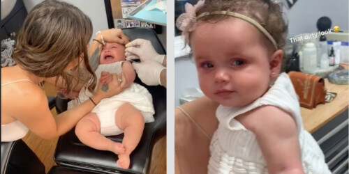 Mujer que perforó las orejas de su bebé es atacada en redes