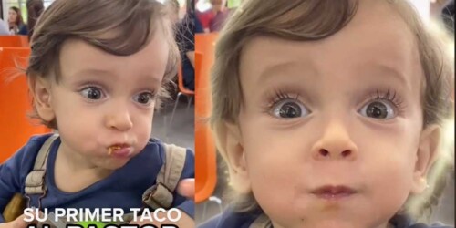 Reacción del bebé que come su primer taco al pastor se vuelve viral
