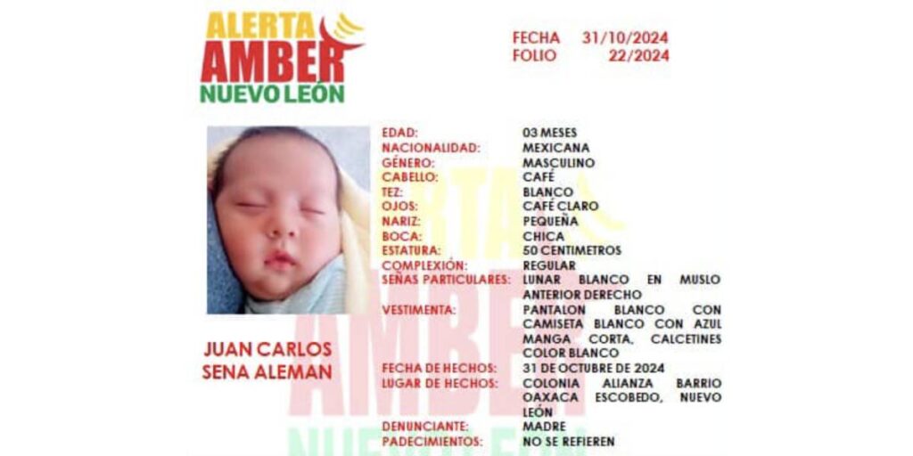 alerta amber bebe nuevo leon