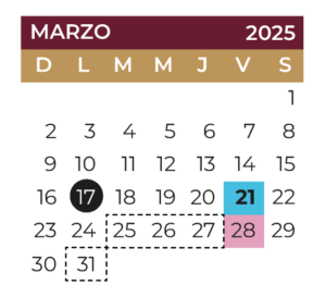 calendario escolar marzo