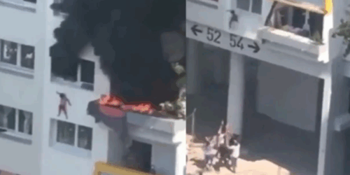 Un incendio hizo que dos niños saltaran a nueve metros de altura