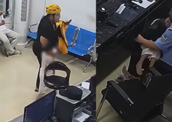 Mamá repartidora deja a su hijo a cargo en una estación de policías
