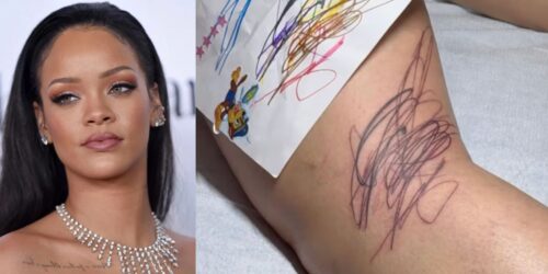¡Rihanna se tatúa dibujos de sus hijos!
