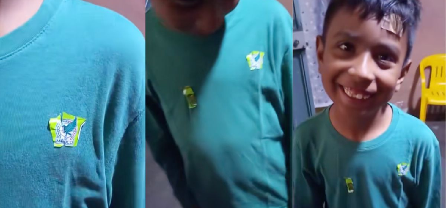 Niño que hizo su playera