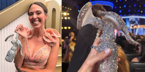 Taylor Cox lleva un extractor de leche con pedrería a los Emmy 2026