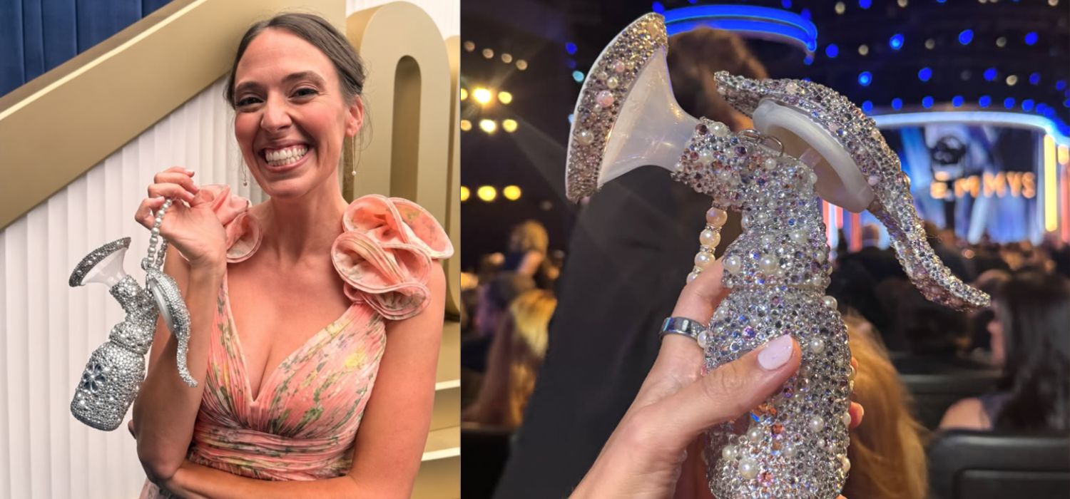 Nominada al Emmy llega con extractor de leche lleno de pedrería a la red carpet