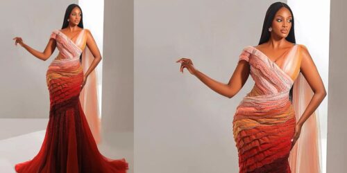 Miss Uganda convierte las capas de una cesárea en un vestido
